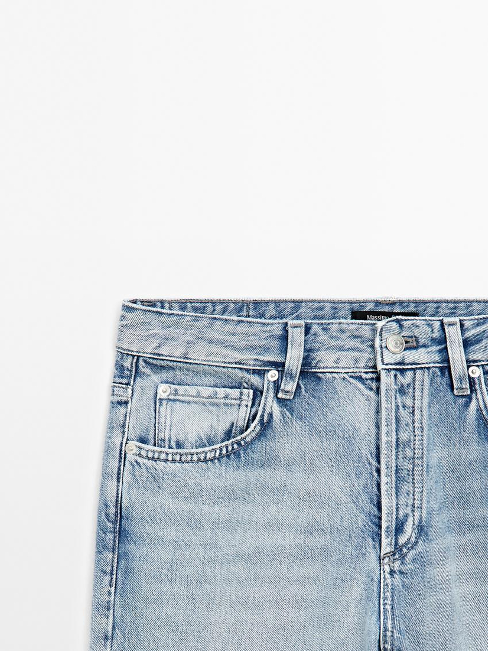 Massimo Dutti Широкие джинсы со средней посадкой, голубой