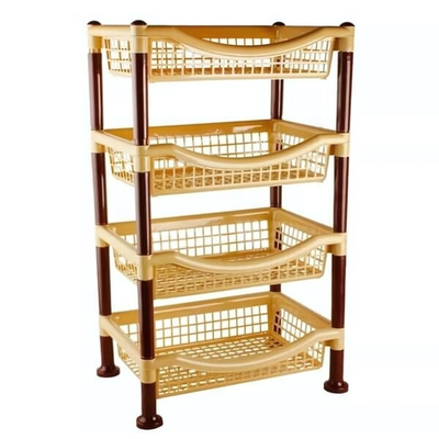 Полка для овощей "Хозяюшка" 4х ярусная, бежевый / темно-коричневый, РП-611