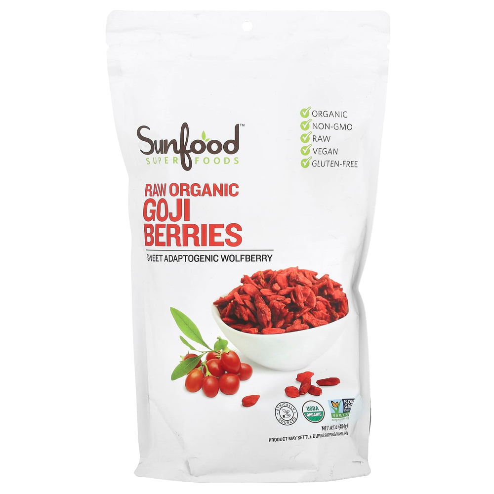 Sunfood, Органика, Высушенные на солнце ягоды годжи, 1 фунт (454 г)