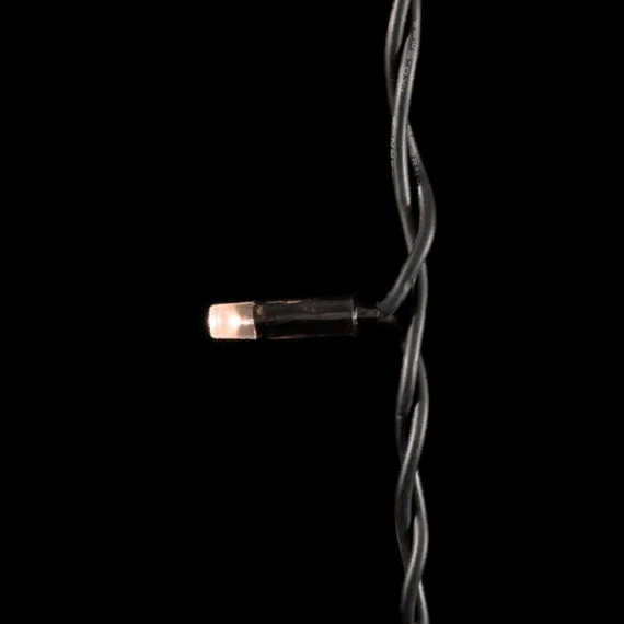 Светодиодная бахрома с колпачком 3,1*0,5 м., 120 экстра теплых белых LED ламп, мерцание, каучуковый черный провод, LTC (LL120BLW-1-2EWW)