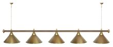Лампа STARTBILLIARDS 5 пл. (плафоны зеленые матовые,штанга золотая,фурнитура золото)
