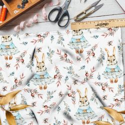 Ткань кулирная гладь девочка крольчонок