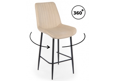 Барный стул Woodville Седа 360 бежевый (zd 210), черный np, ножки черные