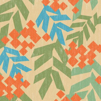 Геометрические гроздья рябины на бежевом