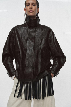 ZARA КУРТКА ИЗ ИСКУССТВЕННОЙ КОЖИ — ZW COLLECTION, КОРИЧНЕВЫЙ