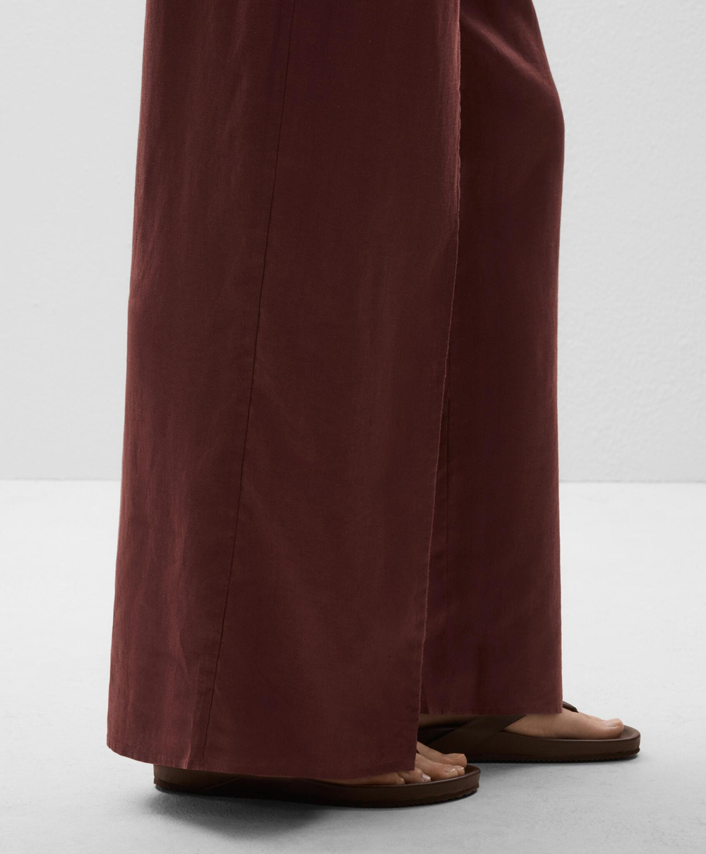 OYSHO Брюки многослойные прямого кроя 100% льняные, шоколадный