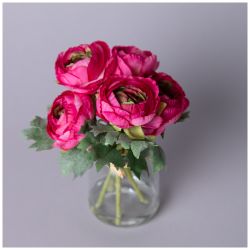 БУКЕТ ИСКУССТВЕННЫХ ЦВЕТОВ В КРУГЛОЙ ВАЗЕ ВЫСОТА= 16СМ (МАЛ=8ШТ./КОР=64ШТ.)