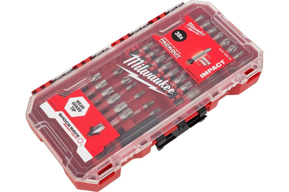 Набор бит Milwaukee Shockwave Impact Duty, 38 шт., хвостовик 1/4", магнитный держатель, кейс
