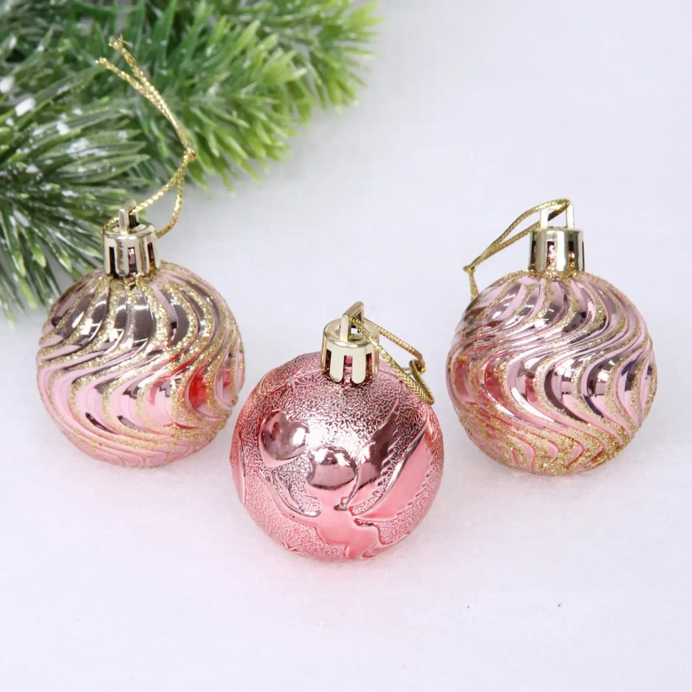 Набор ёлочных украшений «Elegant shine» 4 см (30 предмета), Розовое золото