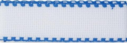 Канва "Gamma" лента,  Aida №14, 100% хлопок, шир. 35 мм, цв.бел/синий