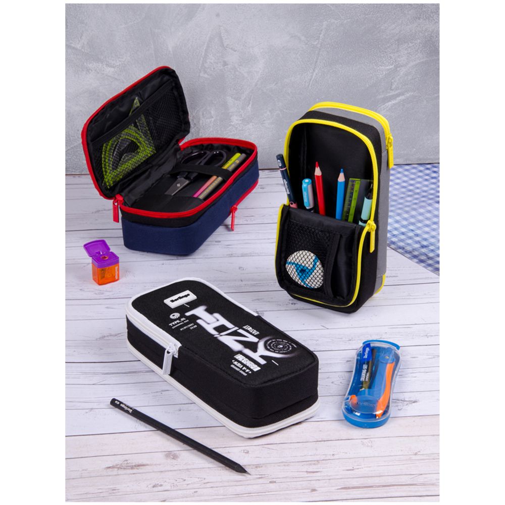 Пенал 2 отделения, 205*80*55 Berlingo "Blur", полиэстер, внутр. органайзер, магнит