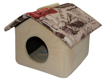 ZOONIK Дом для кошек с крышей "Тревел", микровелюр, 380*370*310 мм