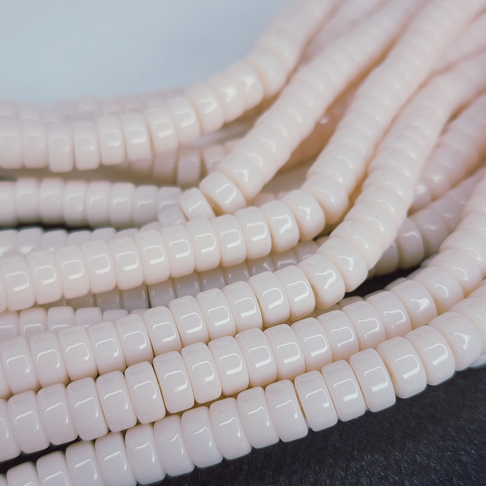 Бусины шайбы, рондель, розовый, лэмпворк, стекло, р-р 6мм, цена за набор 10 шт