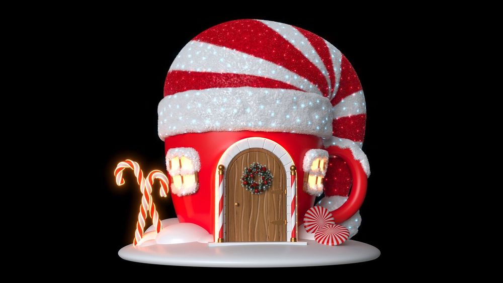 светодиодная конструкция "новогодний домик-кружка"