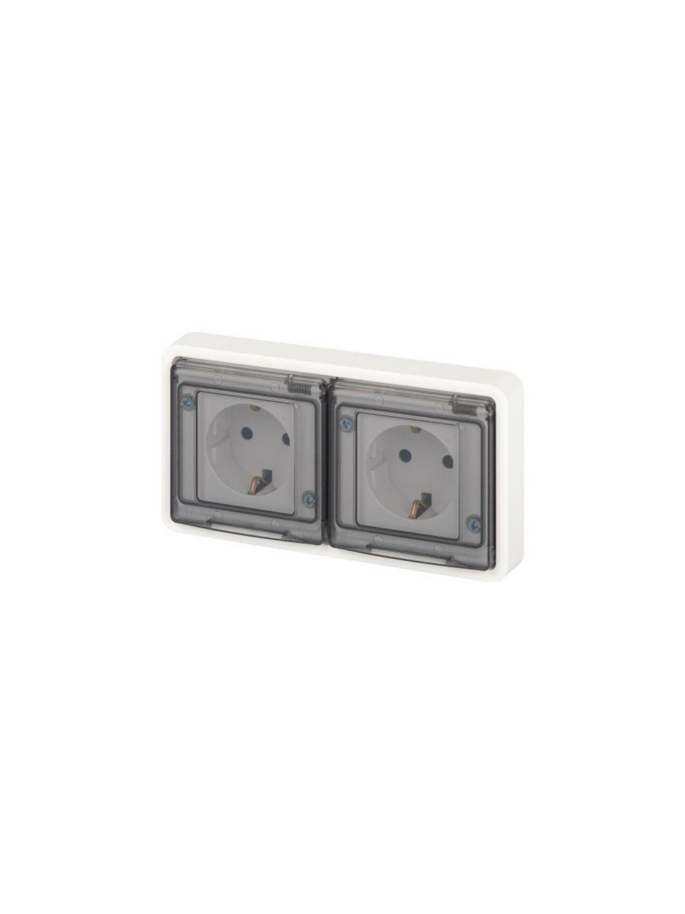 Розетка Эксперт 11-2523-01 2х2P+E гориз. IP55 16А-250В СУ бел. Эра Б0063276