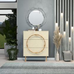 Комод Арт Колор с 3-мя ящиками leaves Стайл Сильвер Серый шелк