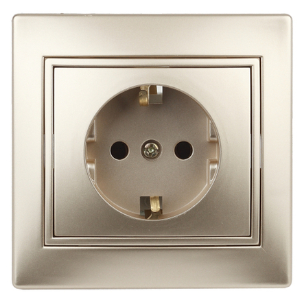 1-206-04 Intro Розетка 2P+E Schuko со шторками, 16А-250В, IP20, СУ, Plano, шампань
