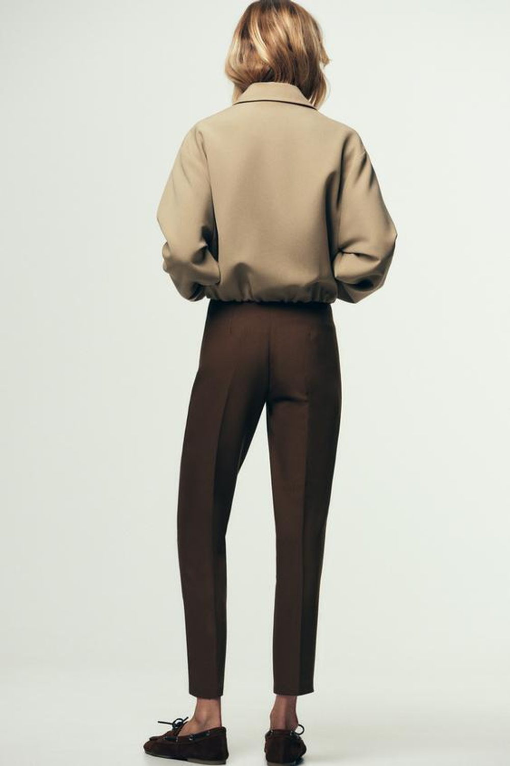 ZARA БРЮКИ С ВЫСОКОЙ ПОСАДКОЙ, КОРИЧНЕВЫЙ