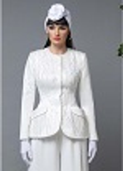 18-01-23 FW Жакет c баской расшитый вручную белый S