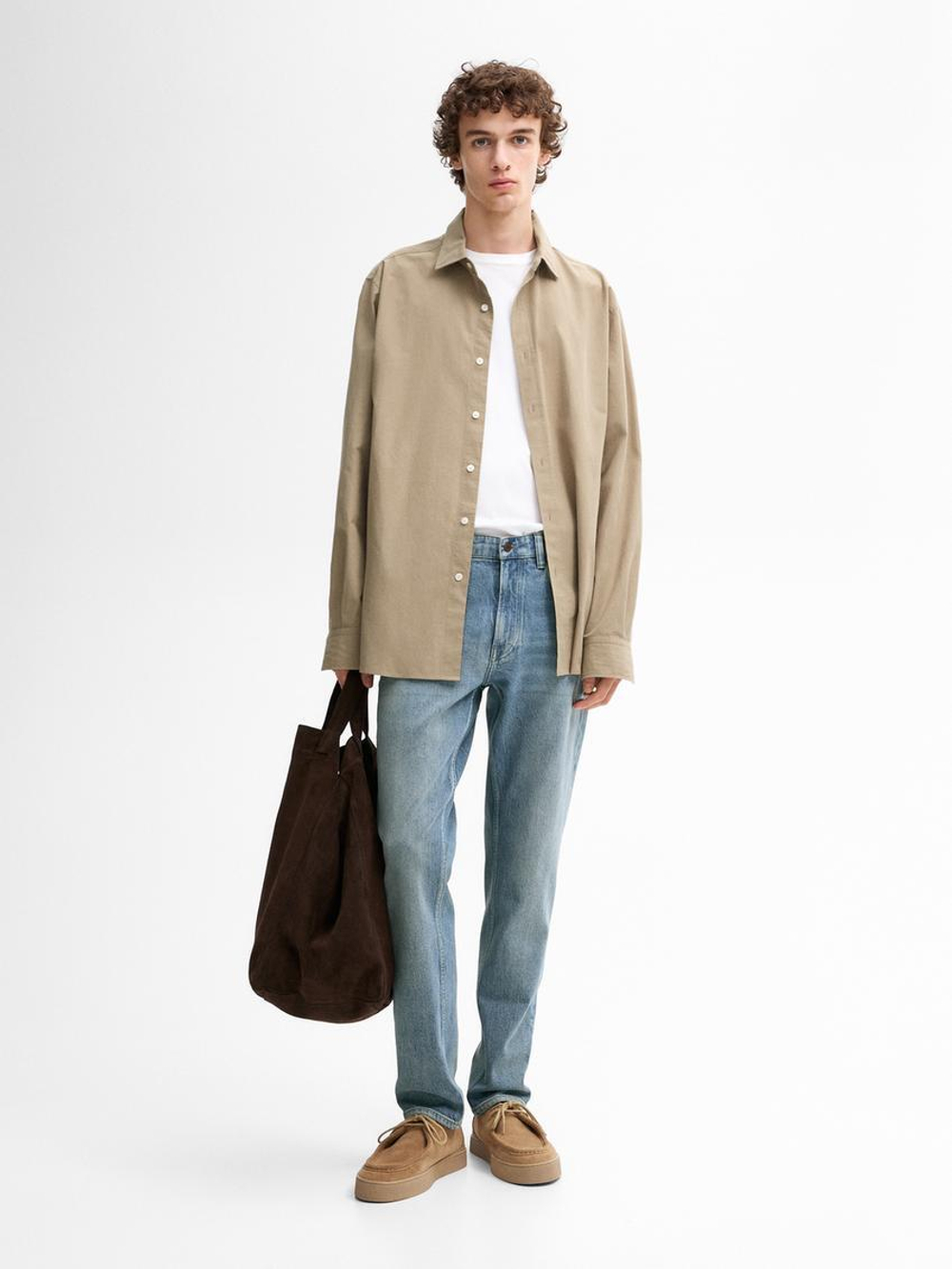 Massimo Dutti Зауженные джинсы с эффектом потертости, индиго