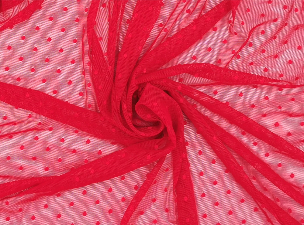 Эластичная сетка с мушками 5мм, красный (Арт: ESМ-100)