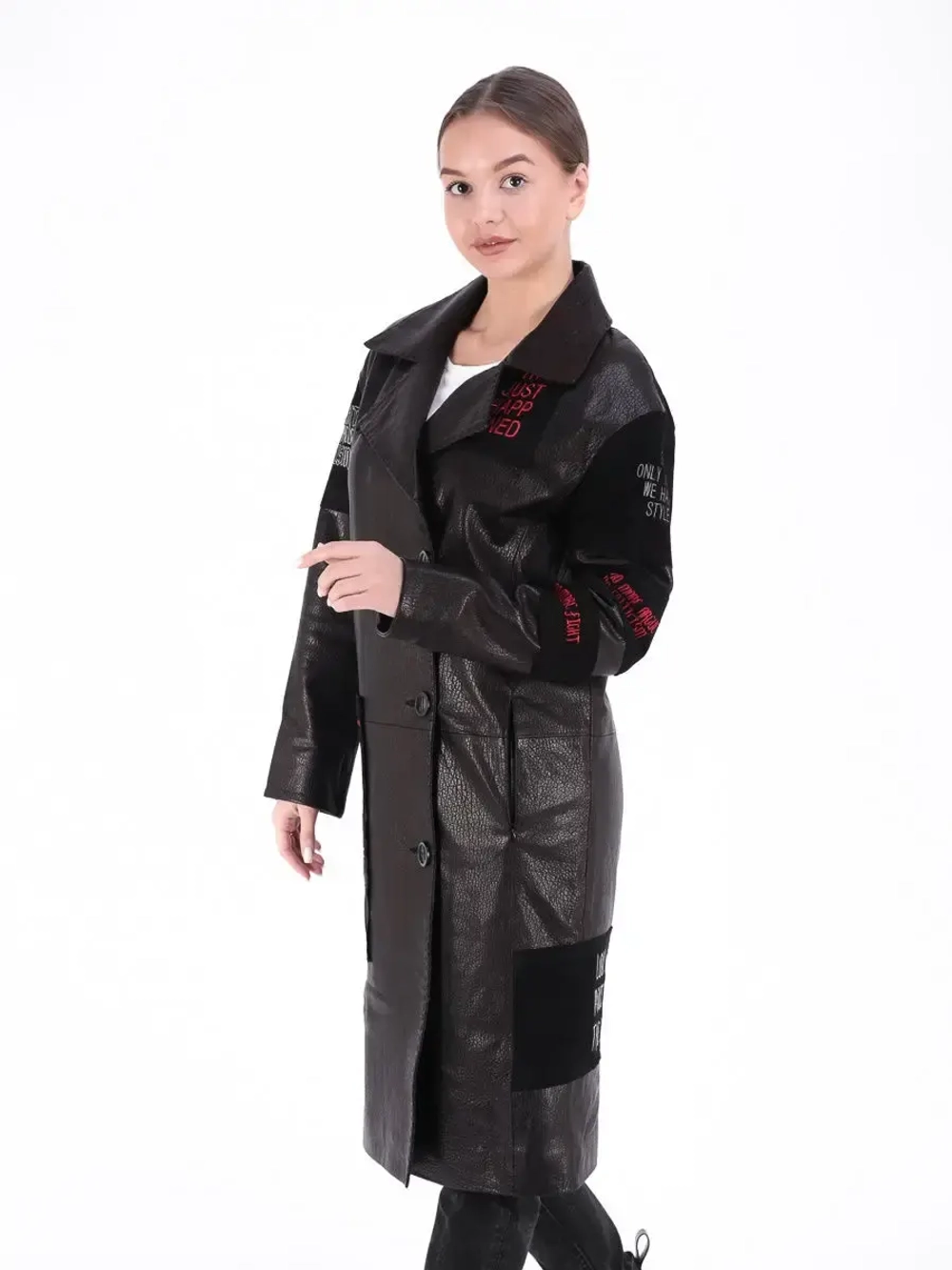 Кожаный плащ пальто осеннее из натуральной кожи и замши