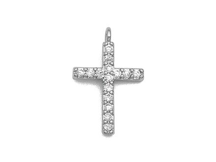 Подвеска "Крестик" 13,6мм, с прозрачными стразами
