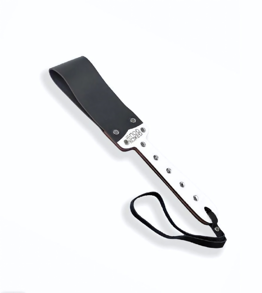 Паддл мягкий из натуральной кожи и дерева черный 34 см