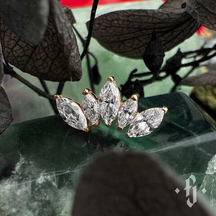 Кластер "Crown Marquise" - Розовое золото - White CZ