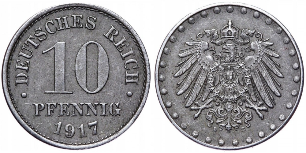 Германия 10 пфеннигов, 1916 - 1922 Герб KM# 20 XF