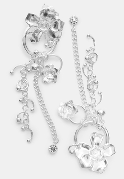 STRADIVARIUS Каскадные серьги-цепочки с цветами, серый