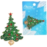 Брошь новогодняя «Best Podarok - Ёлочка зелёная», 3.5*2.4см