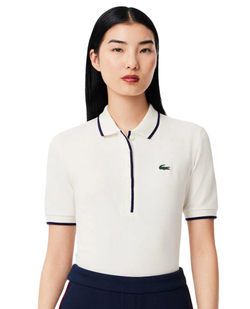 Женское теннисное поло Lacoste Regular Fit Tennis Heat Regulating - white/navy blue