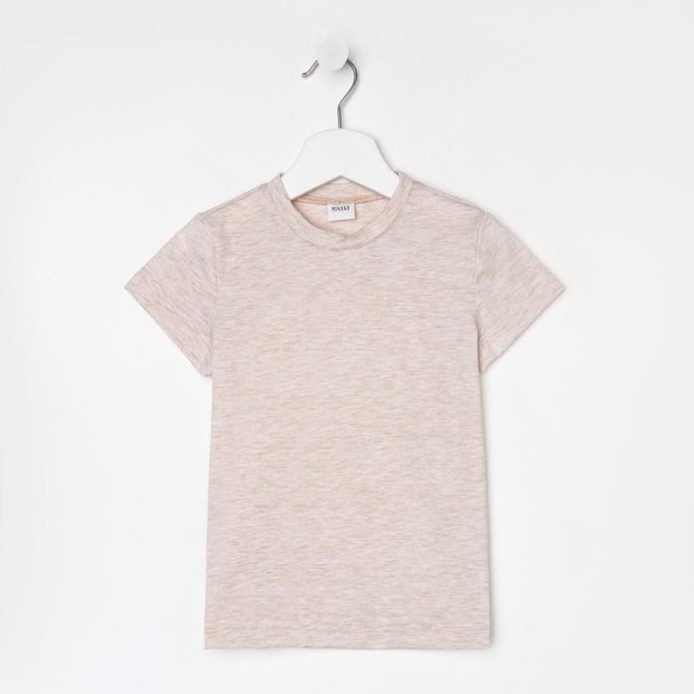 Футболка д/девочки "Basic line", цвет бежевый меланж, р.116. 7444512, 1 шт.