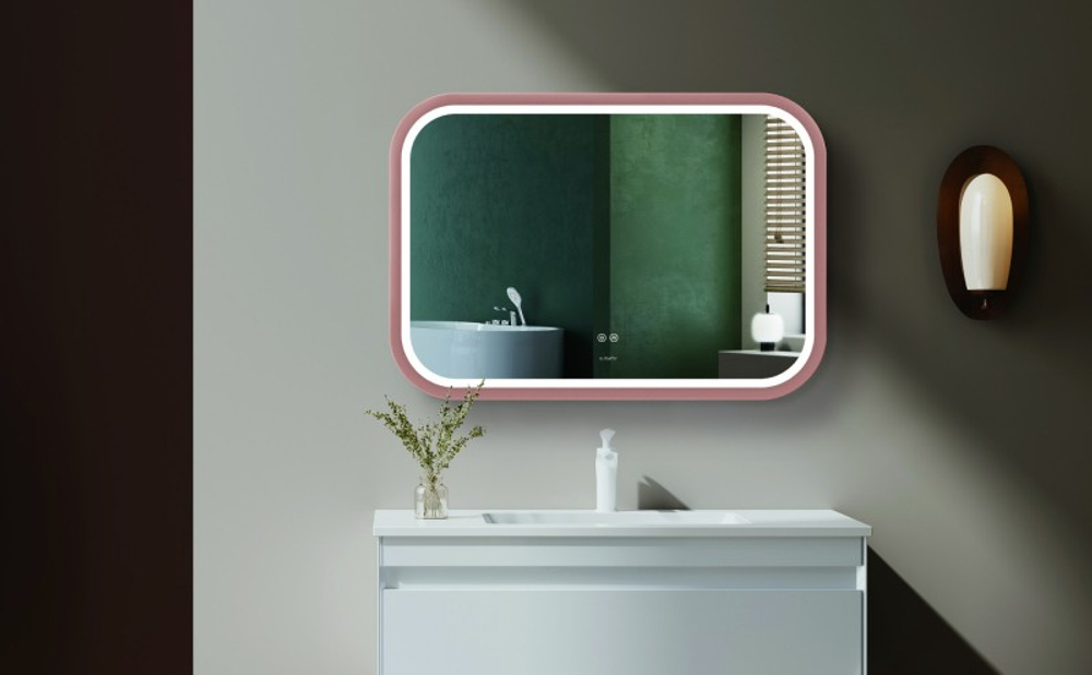 Зеркало с подсветкой Esbano ESMR3310KDG 100x70 Прямоугольная цвет розовое золото