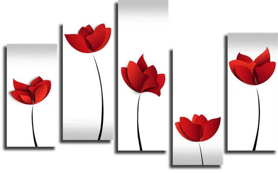 Модульная картина "Алые лепестки мака"