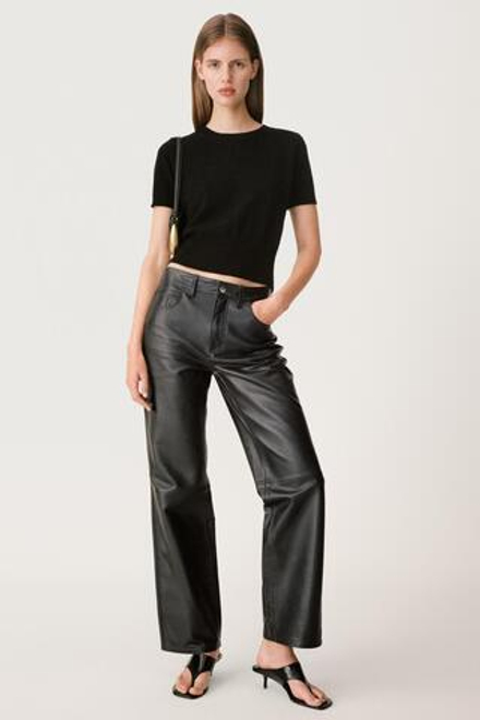 ZARA КОЖАНЫЕ БРЮКИ ПРЯМОГО КРОЯ — 50TH ANNIVERSARY, ТЕМНЫЙ АНТРАЦИТ