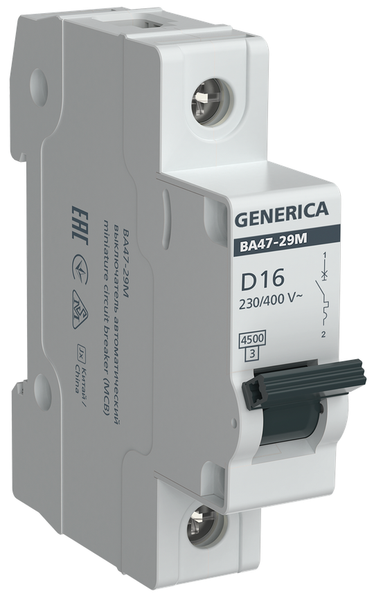 Автоматический выключатель ВА47-29М 1P 16А 4,5кА D GENERICA