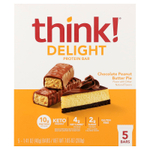 Think !, Delight Protein, протеиновый батончик, шоколадный пирог с арахисовой пастой, 5 шт. по 40 г (1,41 унции)