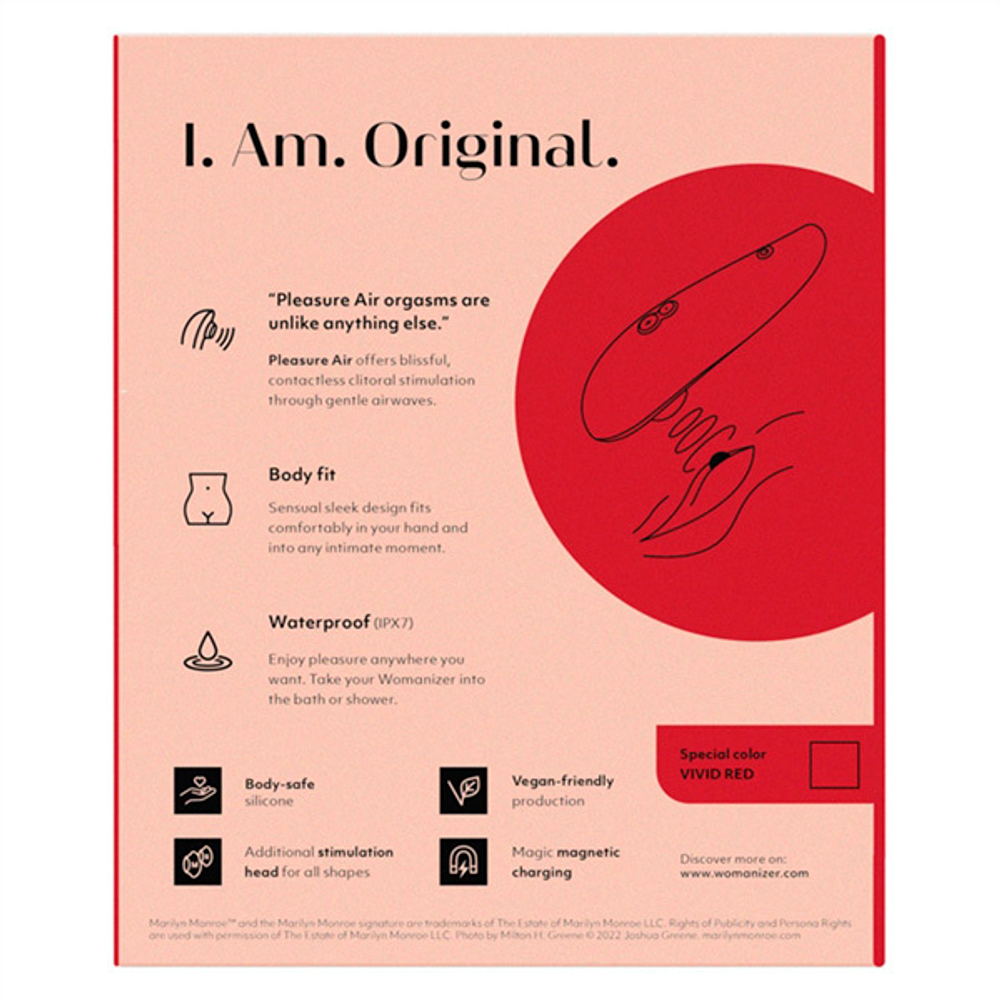 Ярко-красный бесконтактный стимулятор для клитора Womanizer Classic 2 Marilyn Monroe Vivid Red WZ222SG3