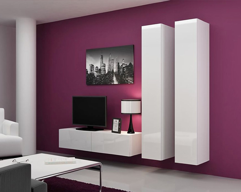 Гостиная Виго 9 МДФ Белый DM635-6 / Белый Фасадный 0101 220*42*180 см, Белый, Белый Фасадный   Фиеста