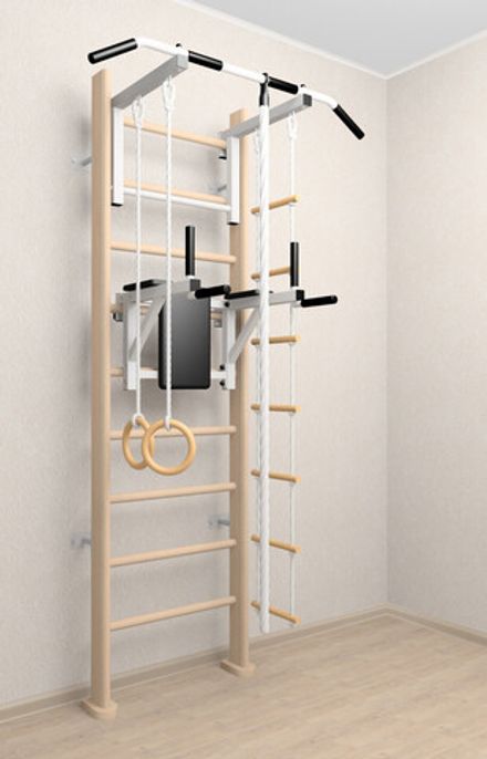 Деревянная шведская стенка Sv Sport 904с (Турник стандарт/Брусья/Канат/Kольца/Лестница)