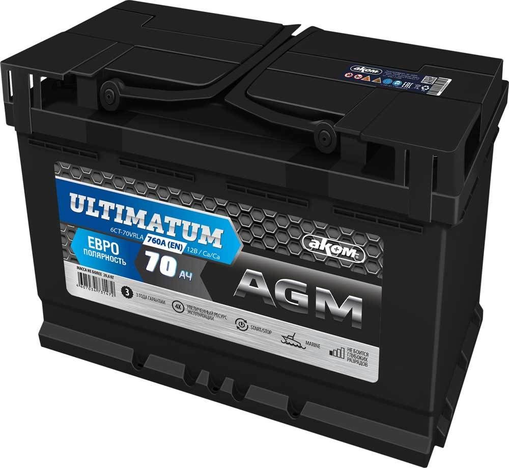 AKOM Ultimatum AGM 6CT- 70 аккумулятор