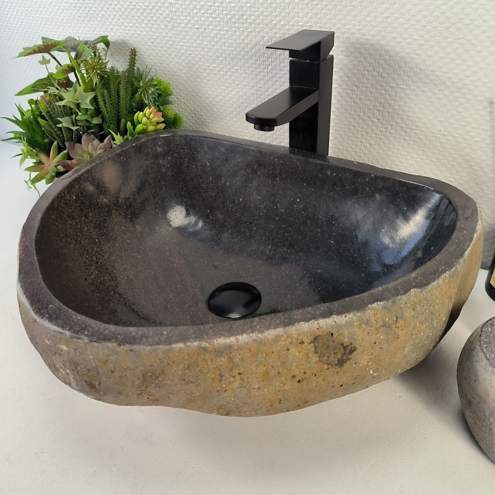 Каменная раковина из речного камня RS-05421 (49*41*15) 0856 из натурального камня
