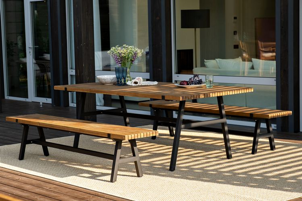 Обеденная группа из алюминия АЛЬТО со скамьями