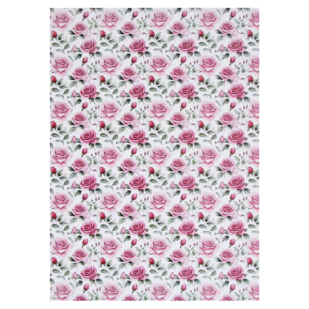 Бумага для упаковки подарков тм LADECOR 70х100 см, 70 г, "Цветы" арт 1, односторонняя, 4 дизайна