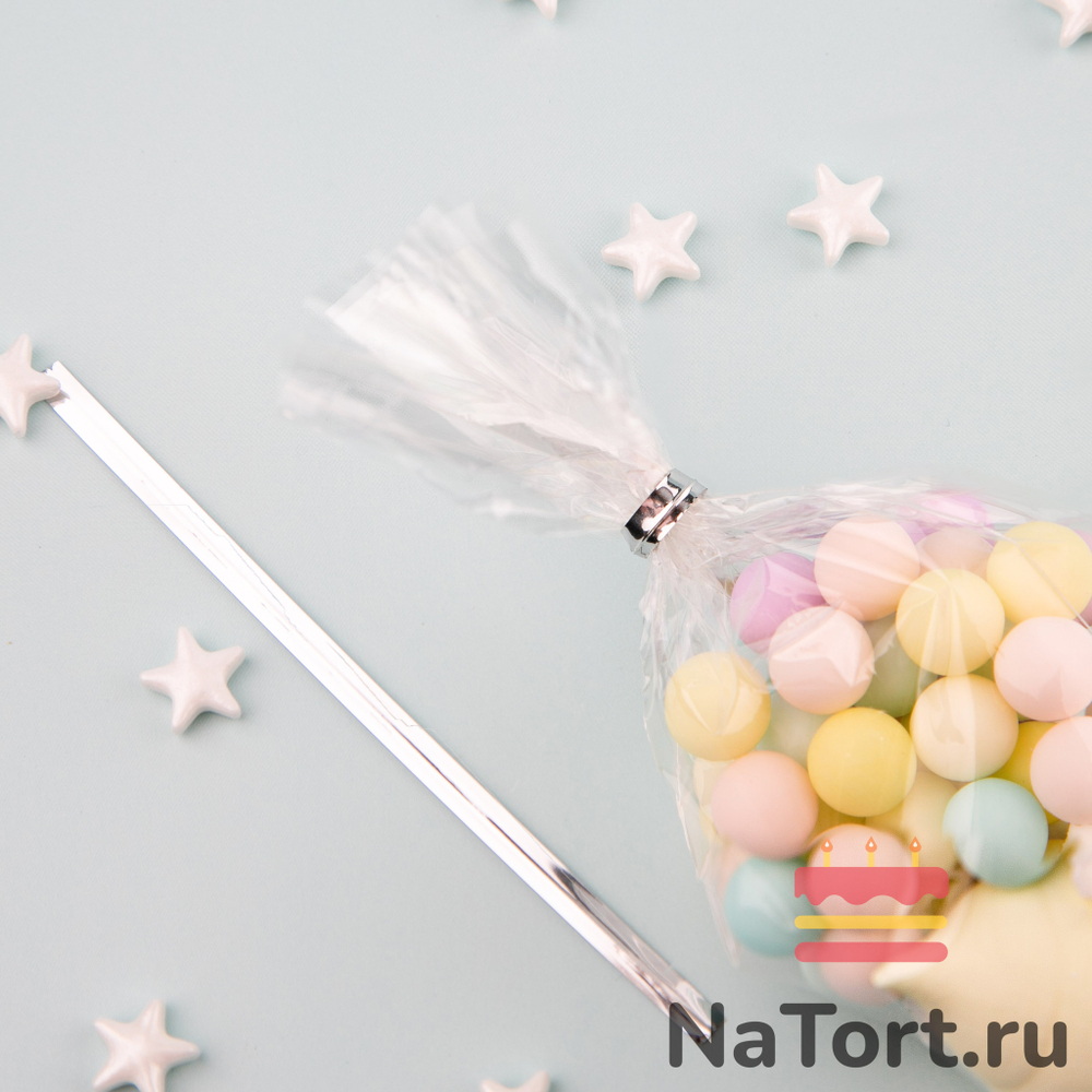 Твист-лента для пакетиков 10 см (СЕРЕБРО, 800 шт)