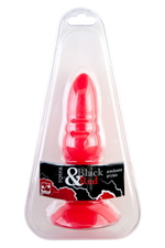 Красная силиконовая анальная втулка Black & Red, (14.5 см) (Цвет: красный)