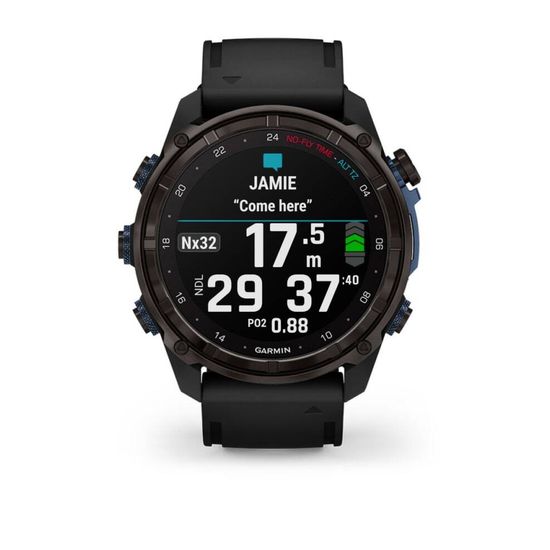 Умные часы Garmin Descent MK3i - 43 мм Титан Carbon Grey DLC с черным силиконовым ремешком