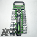 Набор головок  19пр АВТОТОРГ" АТ-4919 6-гран 1/2 (08-32мм) с трещеткой  АТ55919